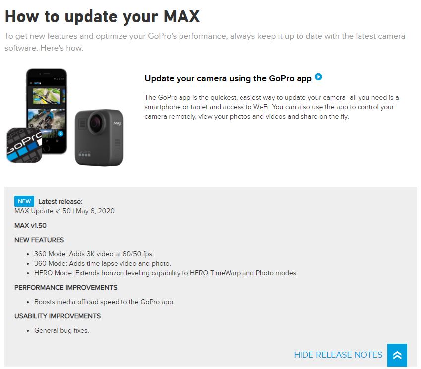 GoPro MAX update is now available: 3K 